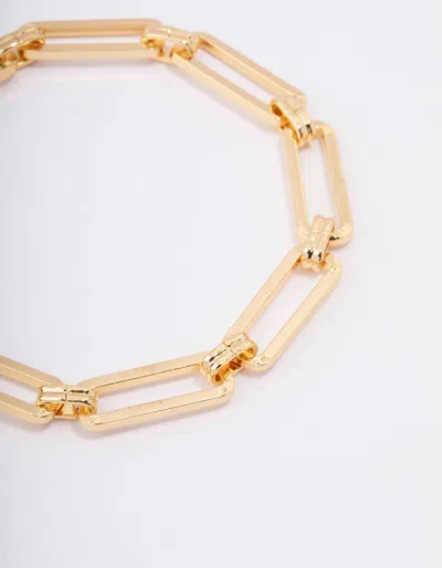 Lovisa Gold Plated Rectangular Link Bracelet In Gold