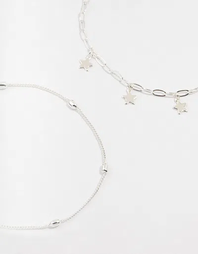 Lovisa Mixed Chain Anklets 3-pack In Silver