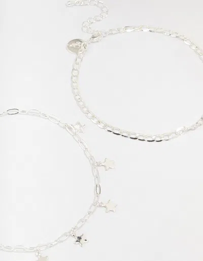 Lovisa Mixed Chain Anklets 3-pack In Silver