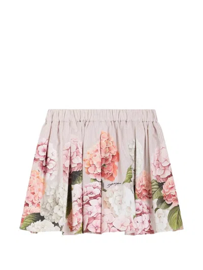 Dolce & Gabbana Hydrangea-print Canvas Skirt In Multi