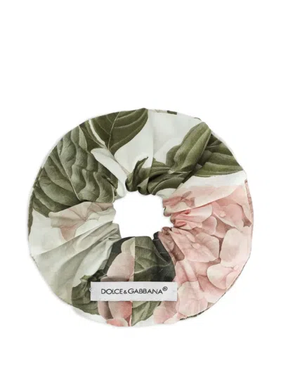 Dolce & Gabbana Hydrangea-print Poplin Scrunchie In Multi