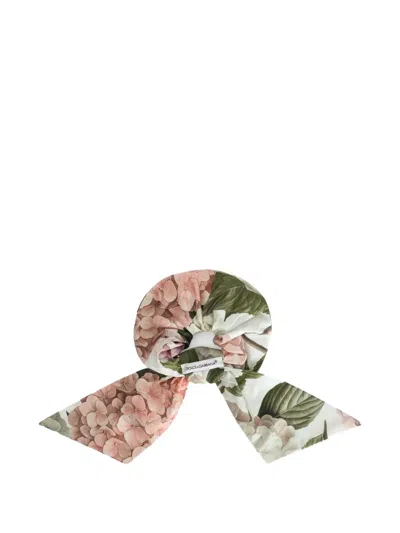 Dolce & Gabbana Hydrangea-print Poplin Scrunchie In Multi