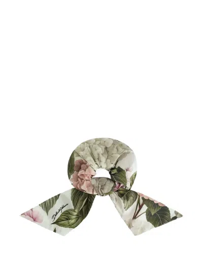 Dolce & Gabbana Hydrangea-print Poplin Scrunchie In Multi