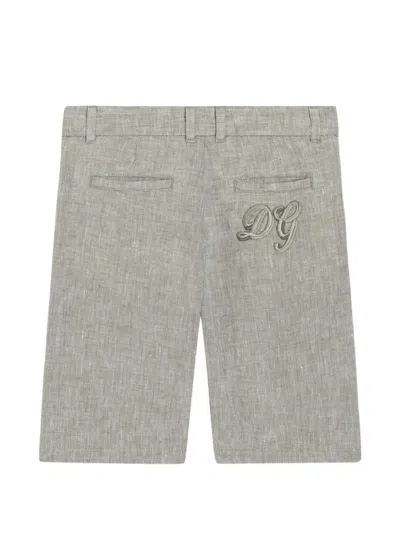 Dolce & Gabbana Linen Bermuda Shorts In Gray