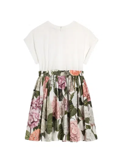 Dolce & Gabbana Jersey Dress With Hydrangea Print In White