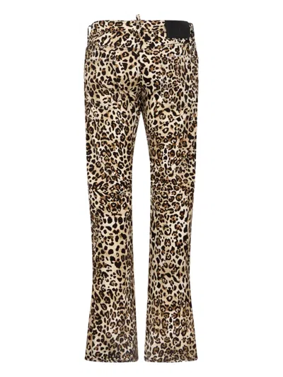 Dsquared2 Leopard-print Five-pockets Jeans In Multi