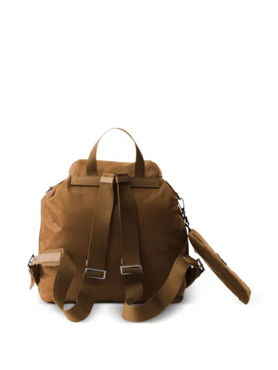 Prada Medium Re-nylon Backpack With Pouch In Brown