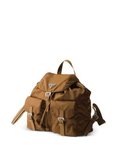 Prada Medium Re-nylon Backpack With Pouch In Brown