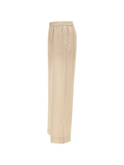 Herskind Pinstripe Elasticated Trousers In Neutral