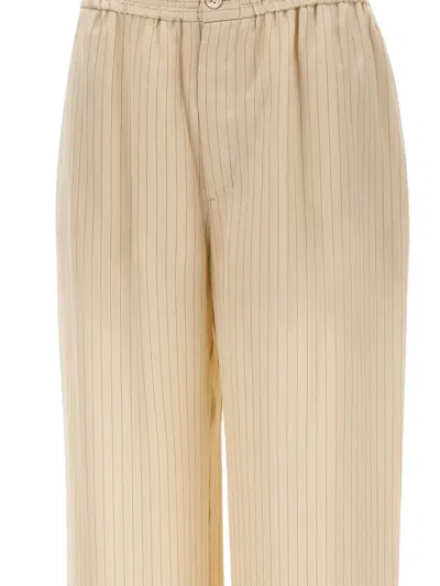 Herskind Pinstripe Elasticated Trousers In Neutral