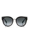 JIMMY CHOO JADE Black and Gold Oversized Sunglasses with Clip On Earrings