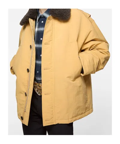 Acne Studios Shearling-collar Bomber Jacket In Brown