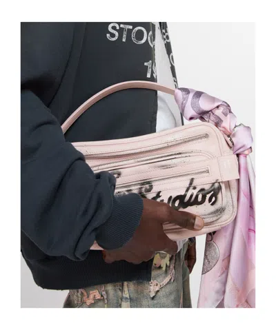 Acne Studios Logo-print Shoulder Bag In Pink