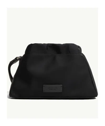 Moncler Compact Handheld Pouch Handbag With Logo Detail In Black