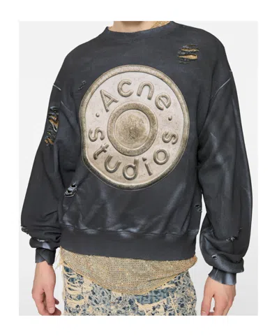 Acne Studios Logo-print Distressed Sweatshirt In Black