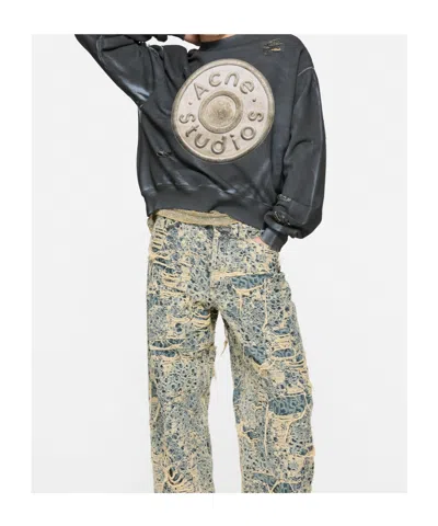 Acne Studios Logo-print Distressed Sweatshirt In Black