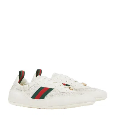 Gucci Shift Sneakers Embroidered Accents Low Top Sole In Neutral