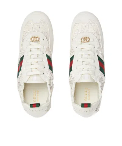 Gucci Shift Sneakers Embroidered Accents Low Top Sole In Neutral
