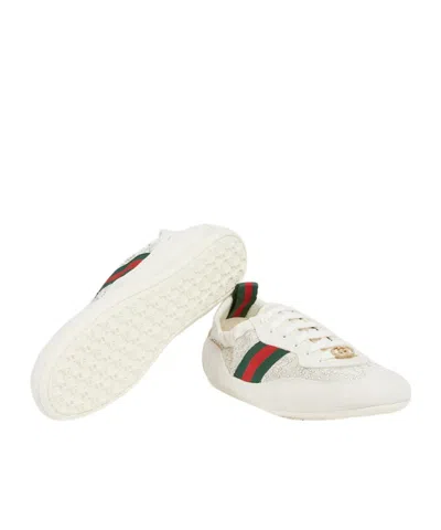 Gucci Shift Sneakers Embroidered Accents Low Top Sole In Neutral