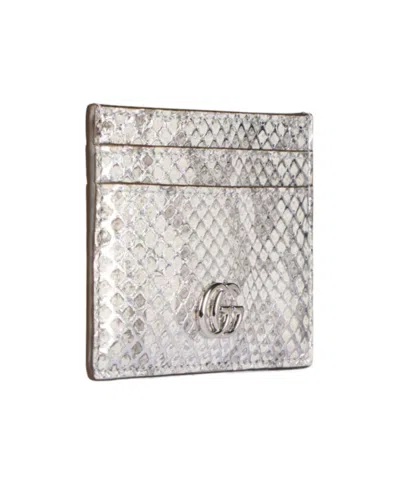 Gucci Gg Marmont Python Card Case In Gray