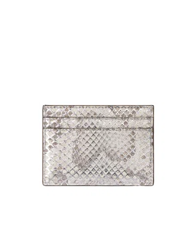 Gucci Gg Marmont Python Card Case In Gray