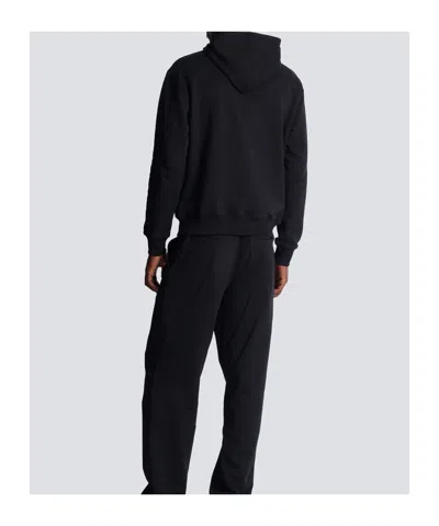 Balmain Logo Printed Drawstring Sweatshirt In Black