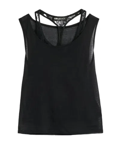 Our Legacy Swim Layered-effect Cotton-blend Tank In Black