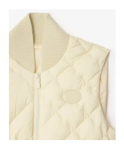 Burberry Appliquéd Leather-trimmed Padded Quilted Shell Down Vest In Metallic