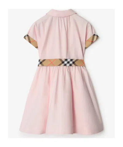 Burberry Kids Check Trim Shirt Dress In Pink
