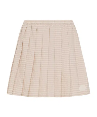 Moncler Checked Pleated Mid Rise Cotton Polyester Skirt In Pink