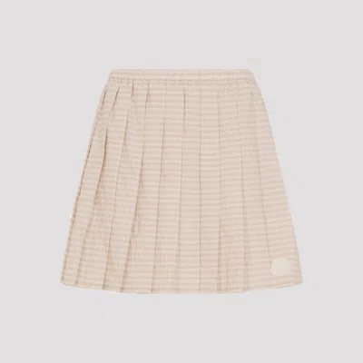 Moncler Checked Pleated Mid Rise Cotton Polyester Skirt In Pink