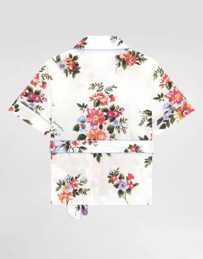 Dolce & Gabbana Oberteil Mit Blumen-print In Neutral