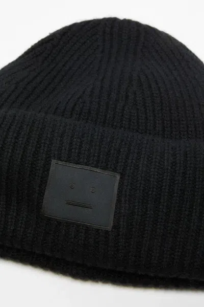 Acne Studios Square Patch Beanie In Black