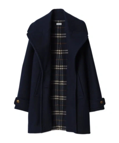 Burberry Wool Oversized Coat In Blue