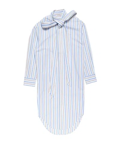 Acne Studios Striped-pattern Tie Midi Dress In Blue