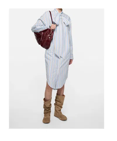Acne Studios Striped-pattern Tie Midi Dress In Blue