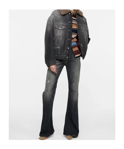 Acne Studios Logo-patch Jeans In Gray