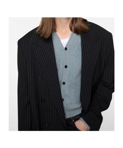 Acne Studios Pinstripe Double-breasted Jacket In Black
