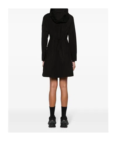 Moncler Mini Drawstring Hooded Jacket With Zip Closure In Black