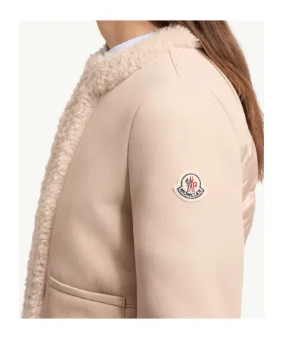 Moncler Shearling-lined Suede Down Jacket In Pink