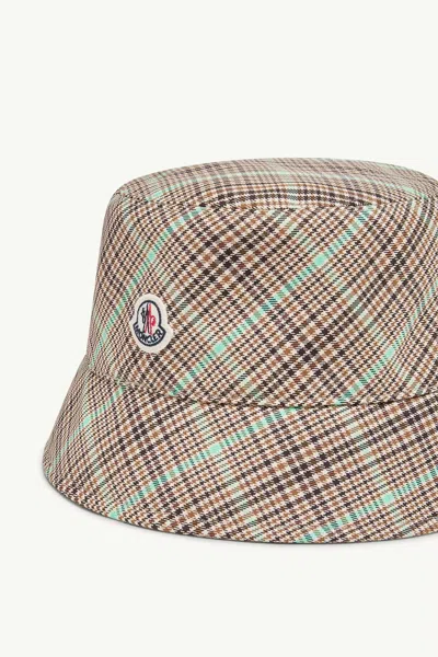 Moncler Plaid Logo Patch Hat In Multi