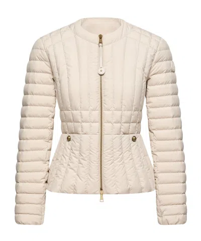 Moncler Menthe Vertical-quilted Short Down Jacket In Neutral