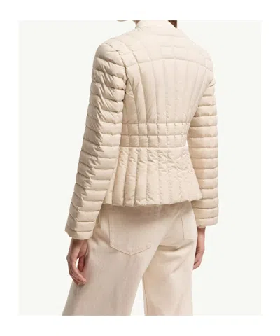 Moncler Menthe Vertical-quilted Short Down Jacket In Neutral