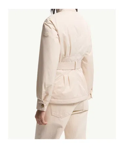 Moncler Maitake Leather-trimmed Jacket In Neutral