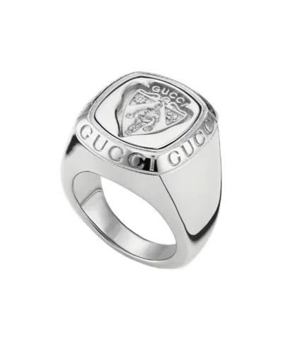 Gucci Crest Signet Ring In Pattern