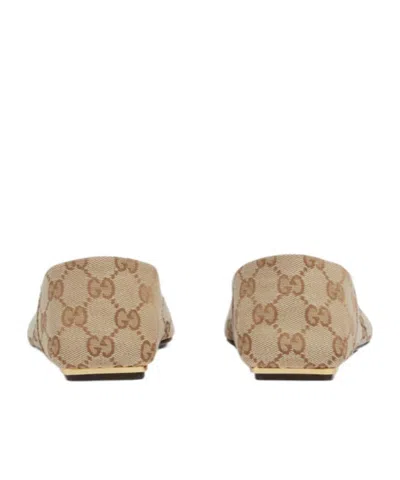 Gucci Vittoria Horsebit-detail Gg-pattern Ballet Flats In Neutral