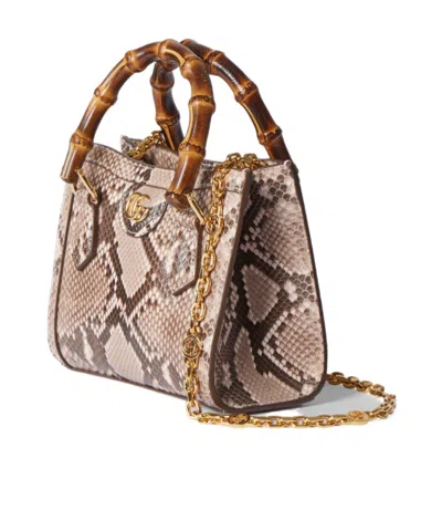 Gucci Diana Python Small Tote Bag In Pink