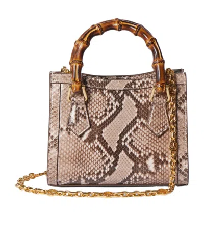 Gucci Diana Python Small Tote Bag In Pink