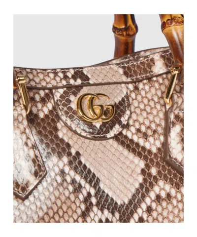 Gucci Diana Python Small Tote Bag In Pink
