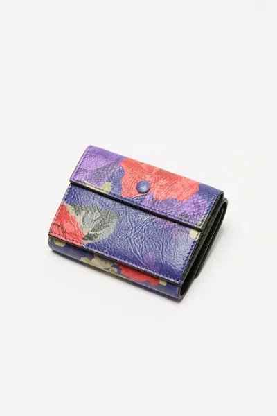 Acne Studios Flower Print Leather Trifold Wallet In Multi